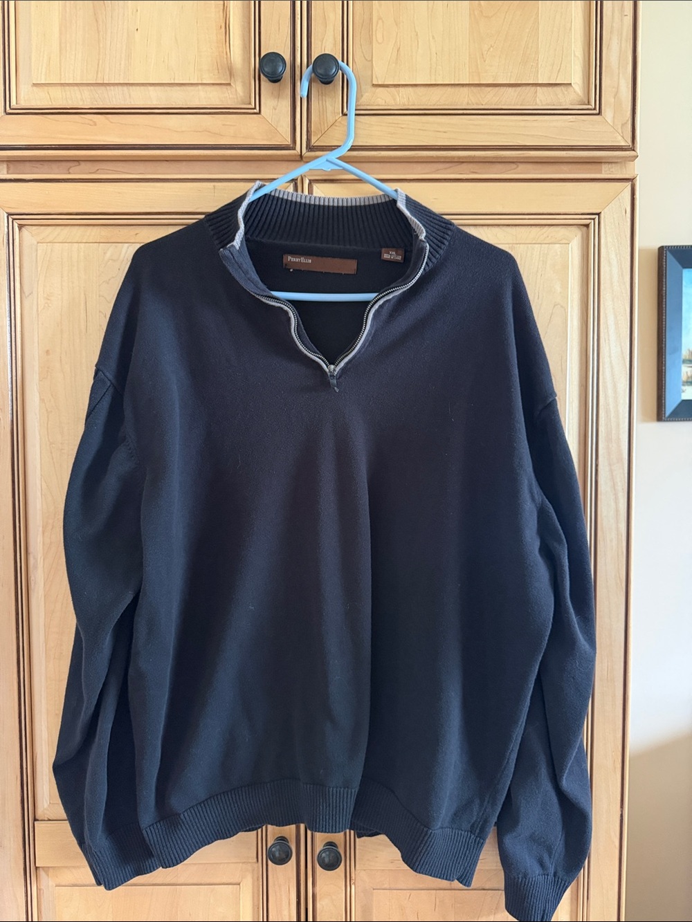 Perry Ellis Men’s Black Quarter-Zip Cardigan XXL